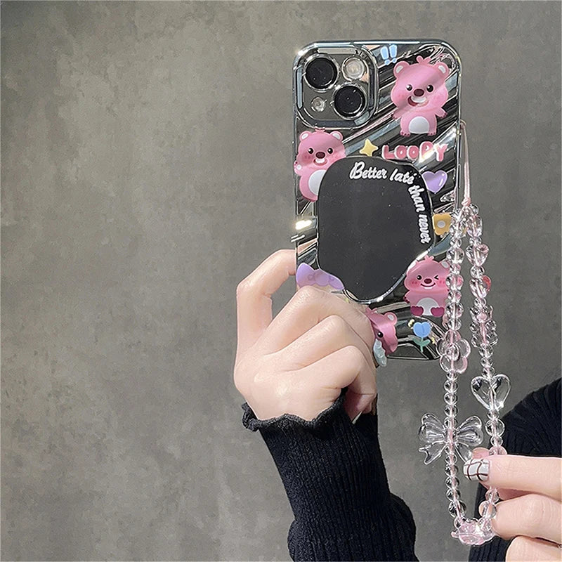 Pink Bear Butterfly Flower Phone Strap Charm