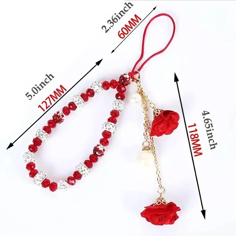 Fashion Pendant Crystal Flower Bracelet Phone Charm