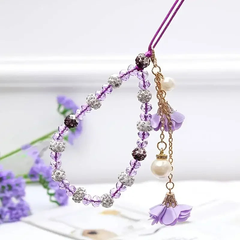 Fashion Pendant Crystal Flower Bracelet Phone Charm