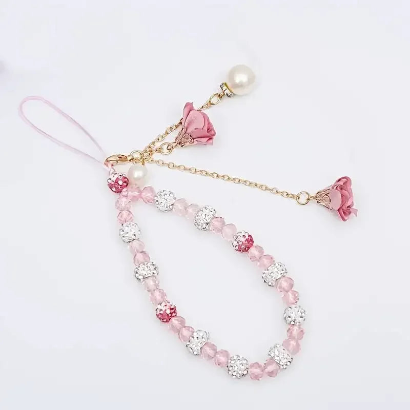 Fashion Pendant Crystal Flower Bracelet Phone Charm
