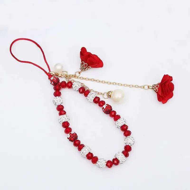 Fashion Pendant Crystal Flower Bracelet Phone Charm
