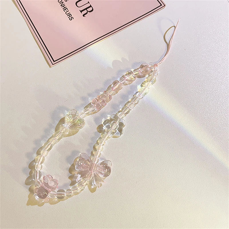 Pink Bear Butterfly Flower Phone Strap Charm