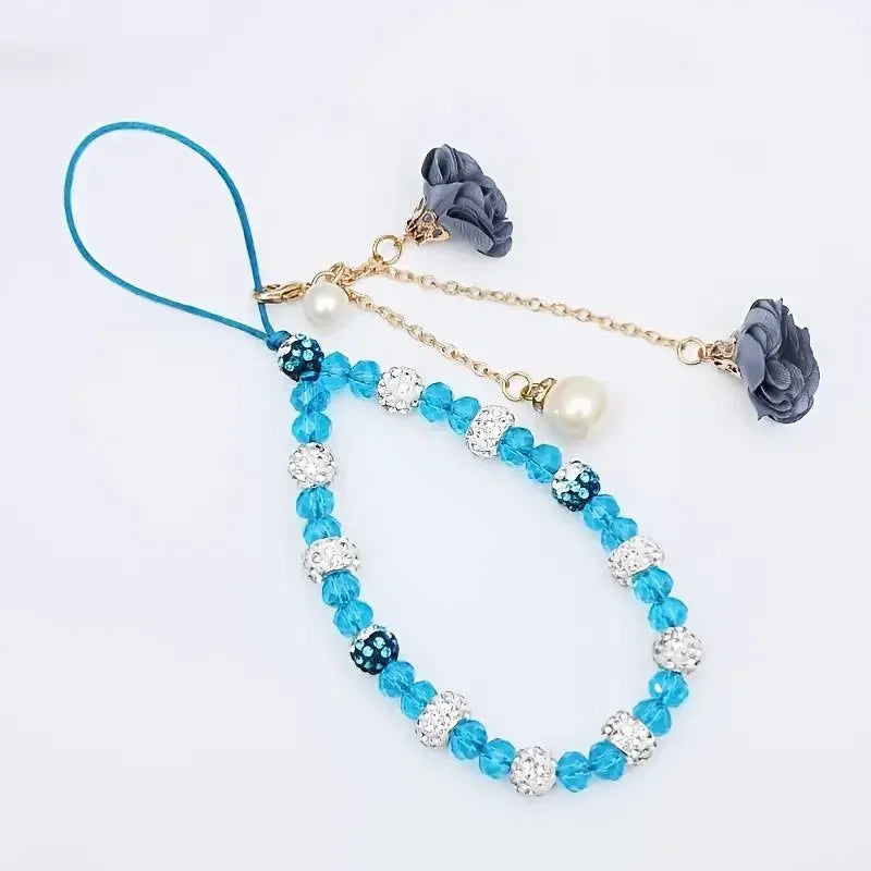 Fashion Pendant Crystal Flower Bracelet Phone Charm