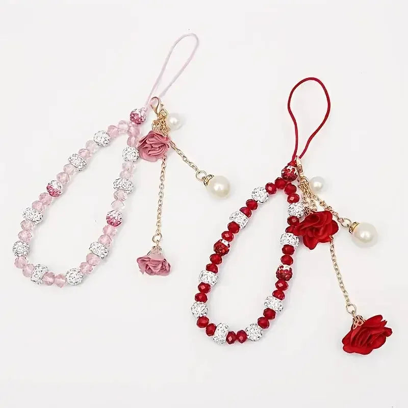 Fashion Pendant Crystal Flower Bracelet Phone Charm