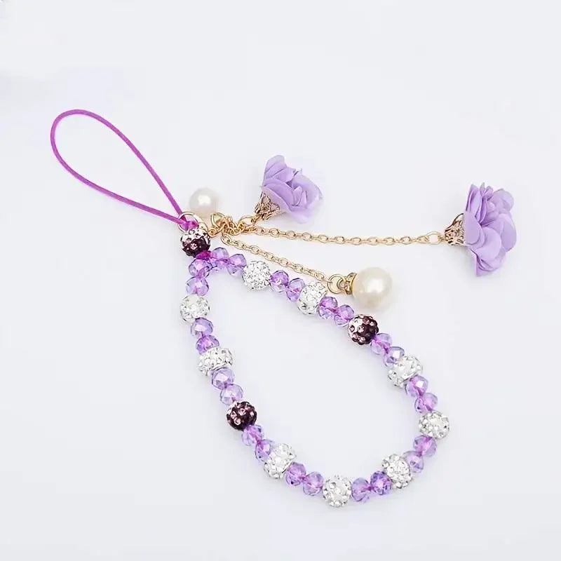 Fashion Pendant Crystal Flower Bracelet Phone Charm