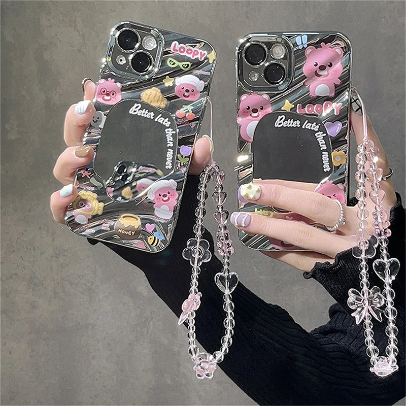 Pink Bear Butterfly Flower Phone Strap Charm