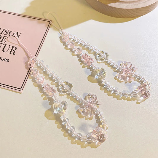 Pink Bear Butterfly Flower Phone Strap Charm